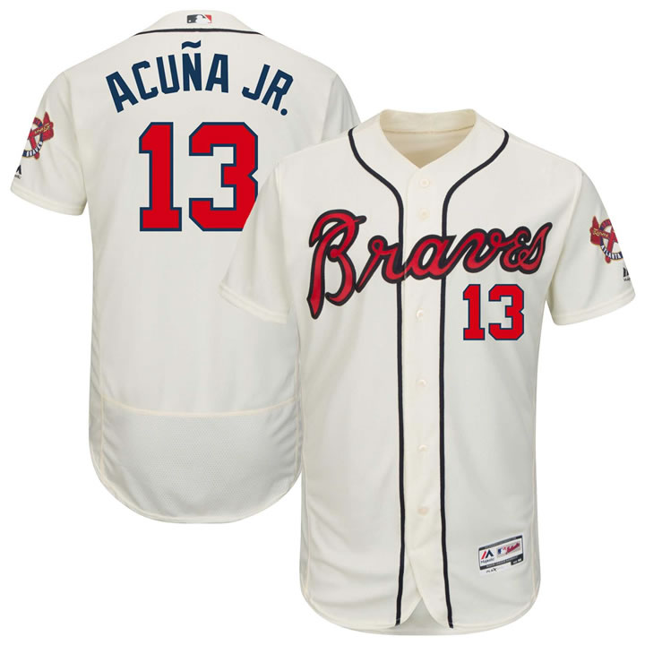 Braves 13 Ronald Acuna Jr. Cream Flexbase Jersey Dzhi,We sell and wholesale Braves 13 Ronald Acuna Jr. Cream Flexbase Jersey Dzhi on line form chian!